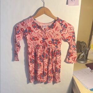 Hannah Pink and Red Casual Dress with Floral Design